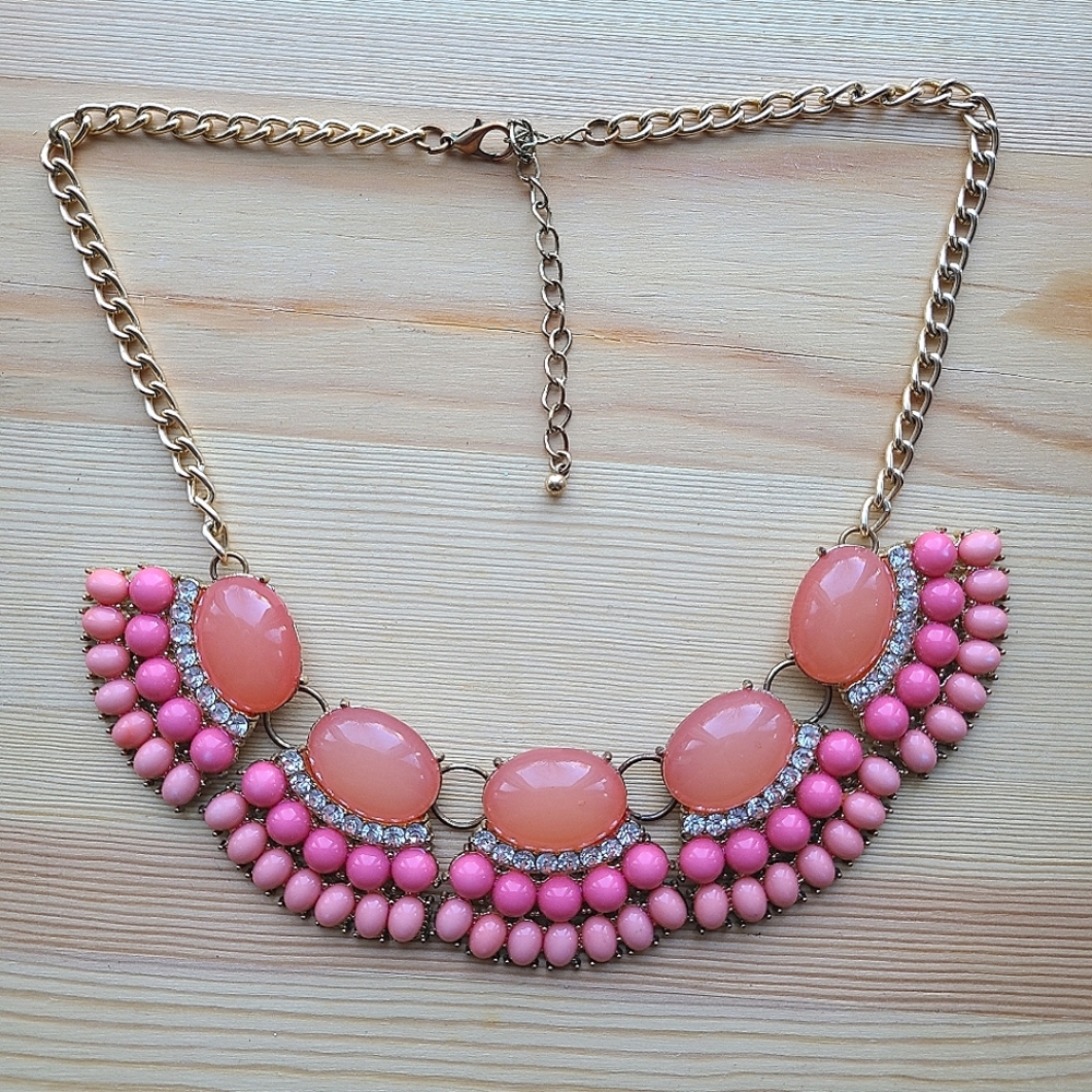 Pink, Peach & Gold Statement Necklace